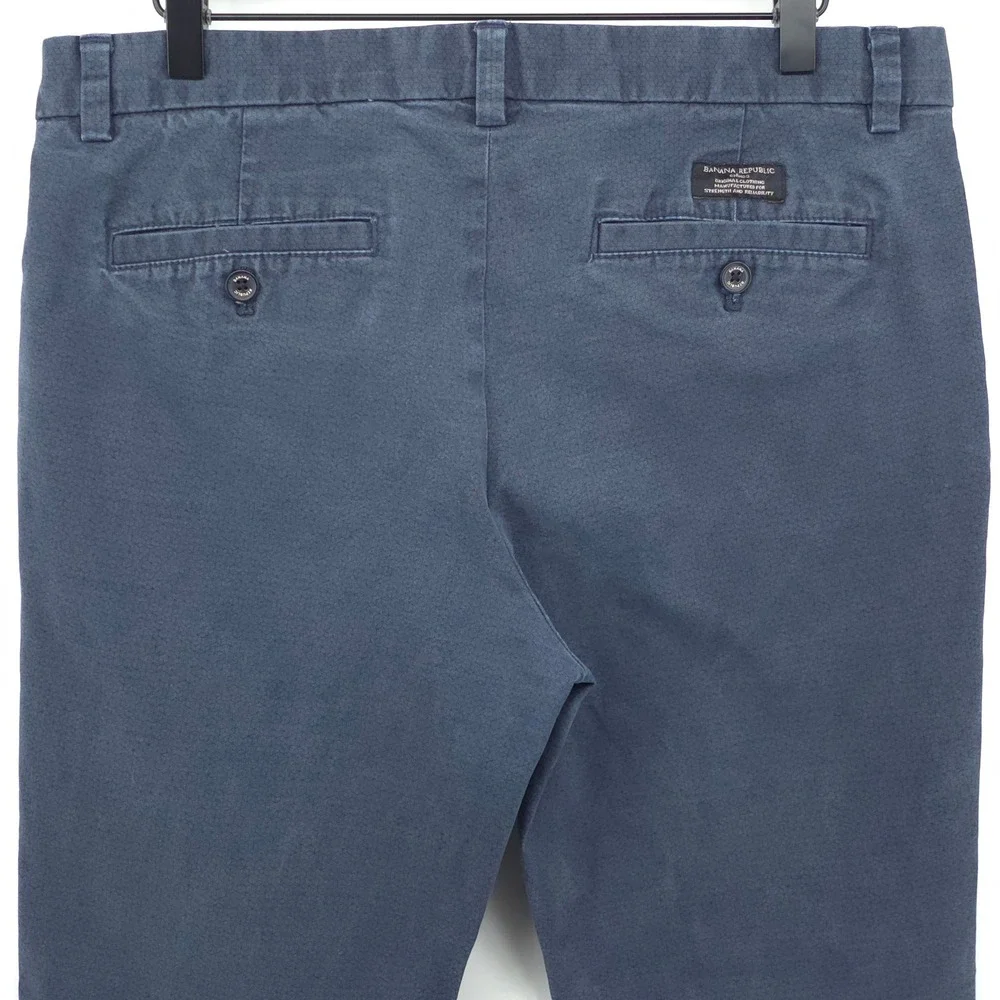 Banana Republic Mens Pants Fulton Skinny 33x30 Blue Chino Stretch Micro Pattern